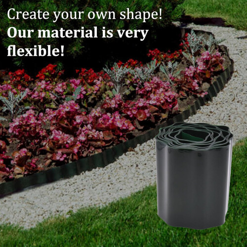 Flexible Plastic Lawn Edging Border 9m Green Garden Grass Edge Roll 2