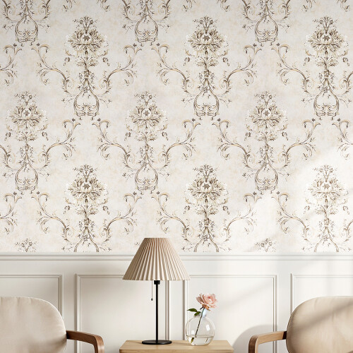 Living And Home Vintage Non-Pasted Non-Woven Damask 3D Embossed Wallpaper Roll