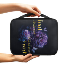 Purple Rose Butterfly Bible Cover for Women – Large, Waterproof, Portable Tote Case, Compatible with Standard Bibles