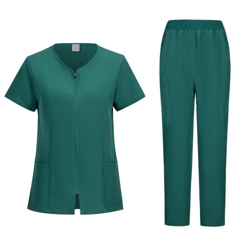 Ensemble de blouse d'infirmière : haut à manches courtes et col en V et taille élastiquée 2