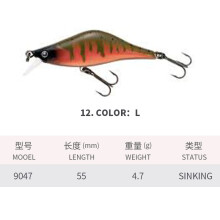 (L, 55MM/4.7G) Luya bait Xiaomino 55mm/4.7g long-range submersible fake bait freshwater perch bionic fake bait 9047