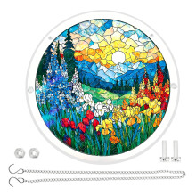 Jigsaws Puzzle Suncatchers Stained Glass Window Hanging-A