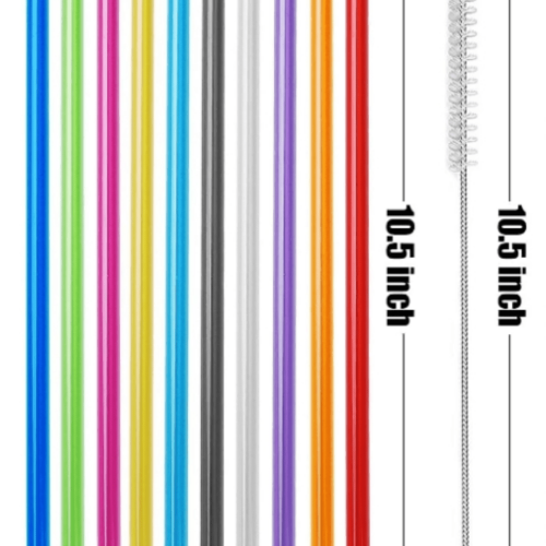 Wiederverwendbare Regenbogen-Trinkhalme, 26,7 cm, 10er-Set 1