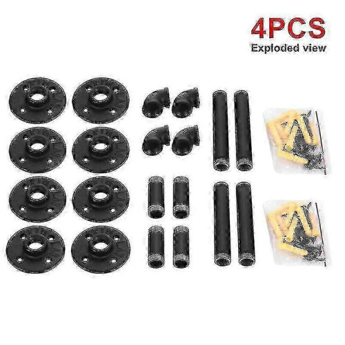 4x Pipe Shelf Brackets Industrial Iron Rustic Wall Floating Shelves Storage Unit 2