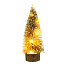 Mini Christmas Tree with Lights,9.84 Inch Warm-Color Artificial Tabletop Small Christmas Tree with Wooden Base for Christmas Decorations
