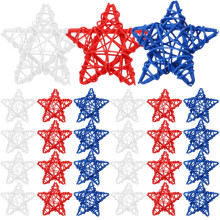 24pcs Patriotic Rattan Stars & Balls for Independence Day Vase Fillers
