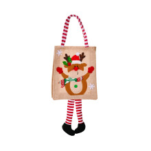 Borsa regalo di Natale in lino, 43x15 cm, borsa per la spesa riutilizzabile per le feste con design festivo, perfetta per incartare regali e