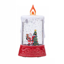 Lighted Snow Globe Lantern with Gnomes, Music & Glitter – Christmas Tree/Snowman Scene Decor, Candle-Shaped, Compatible with US Plugs