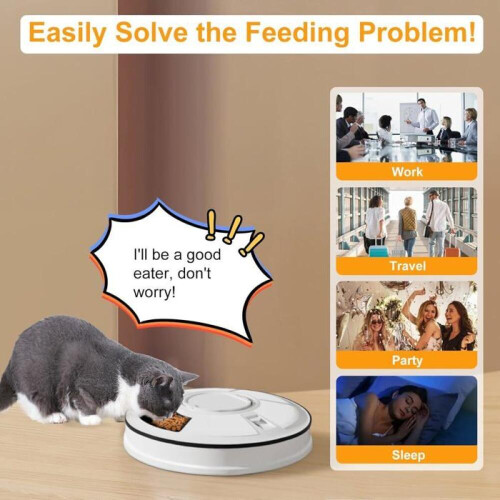 RisingFF Dispenser automatico di cibo e integratori per gatti e cani di piccola taglia, con timer (rosa). 2