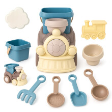 (2in1 Beach Bucket Set) Beach Sand Pit Kids Toys 18 PCs Set with Bucket