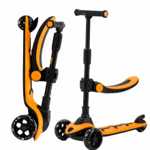 (Orange) Kids 3 Wheel Scooter with Seat LED Light Up Wheels