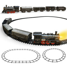 (19 Pieces) 12 Pcs Electric Train Kids Set with Light & Sound