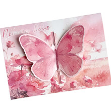 Faszinierende Aquarell-Schmetterlings-Popup-Karte,-Rosa