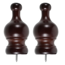 2Pcs Coffee Wood Curtain Finials Decorative Crown End Caps for Home