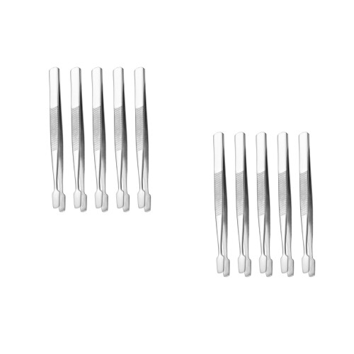 10Packs Stainless Steel Stamp Tweezers Precision Flat Tip Tools