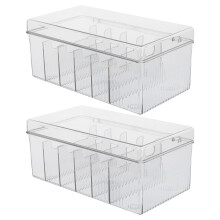 2Pcs Clear Acrylic Cosmetic and Lash Supplies Organizer Box with Lid
