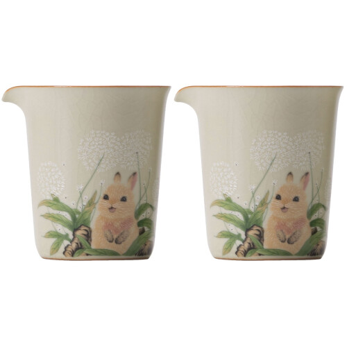 2Pcs Small Beige Ceramic Milk Jug Multi-Use Creamer Pitcher for Coffee