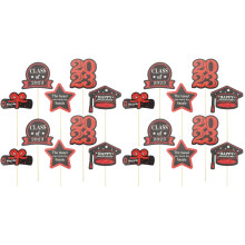 2Sets Red Graduation Floral Picks Vase Insert Cards