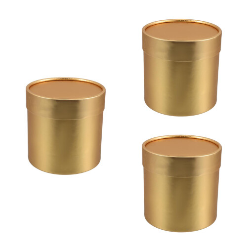 3Stk Papierbox Gold Elegante Blumenpräsent Box Mit Deckel