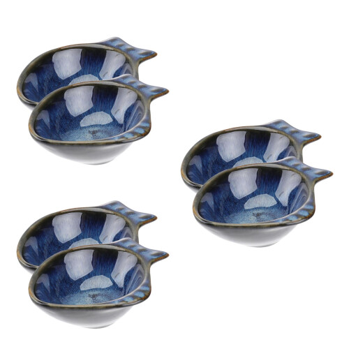 6Pcs Blue Ceramic Appetizer Plates Practical Sauce Dishes for Home