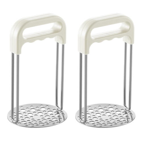 2Pcs Stainless Steel Potato Masher White Manual Crusher