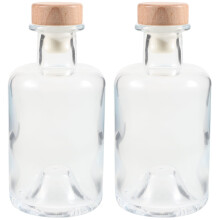 2Pcs Classic Transparent Glass Wine Bottles Airtight for Bar