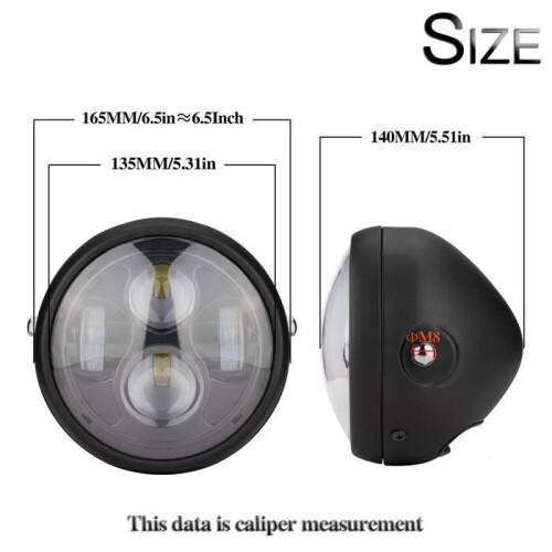 Στρογγυλό φως μοτοσικλέτας LED 16,5 cm, μπροστινό, λευκό/μαύρο/πολύχρωμο, πολ 2
