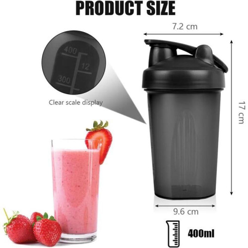 Σέικερ Πρωτεΐνης 400ml - Μπάλα Ανάμειξης από Ανοξείδωτο Ατσάλι με Στεγανότη 1