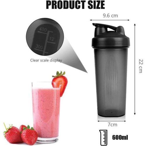 Σέικερ Πρωτεΐνης 600ml με Μπάλα Ανάμειξης από Ανοξείδωτο Ατσάλι | Σχεδιασμό 1
