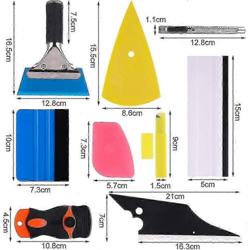9 Pcs Window Tint Tools Kit, Car Vinyl Wrapping Protective Film Install Tool Set with Squeegee, Scraper, Blades 1 Set 1