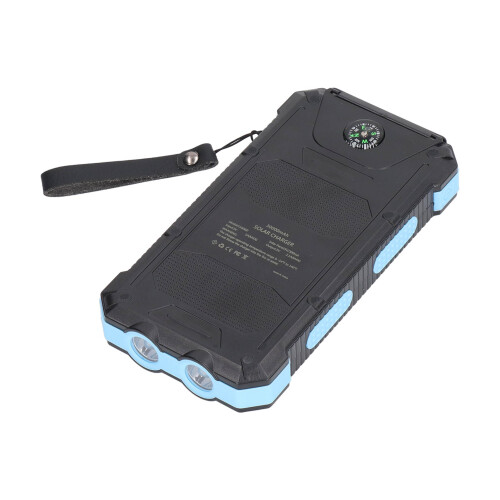Ηλιακή μπαταρία ενέργειας 30000mAh μπλε με πυξίδα και φως LED 2