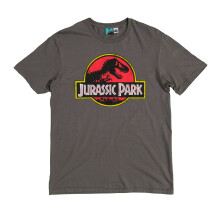 (L, Charcoal) Jurassic Park Unisex Adult Classic Logo T-Shirt