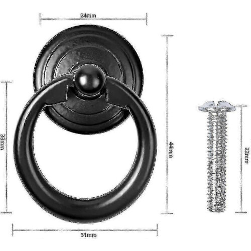 10 Pack Black Cabinet Handles Metal Door Knobs Drawer Rings Classic Pulls H 1