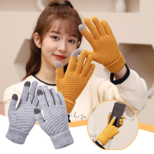 Winter-Touchscreen-Handschuhe aus Plüschstrick, Einheitsgröße 1