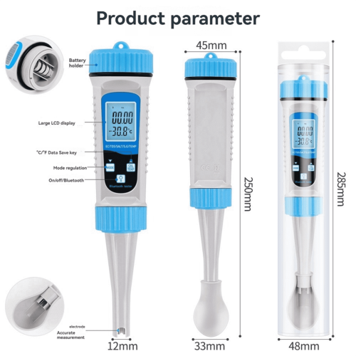 Medidor de qualidade da água Bluetooth: TDS, pH, salinidade, CE, temperatura. 2