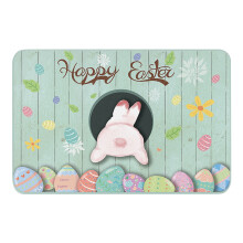 Happy Easter Doormat Front Door Welcome Mat Bunny Eggs Pattern Floor Door Mat Indoor Entrance 16" x 24"