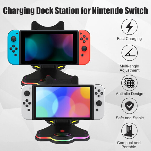 Base di ricarica per Nintendo Switch con luce RGB e 90 1