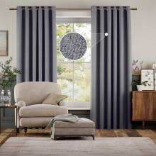 (66" x 54" In, Grey) 100% Blackout Ringtop Curtains- 260GSM Thick Linen Curtains 3 Layers Light Blocking Technology