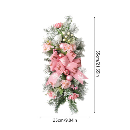 Couronne de Noël floquée avec nœud 2