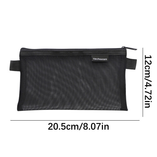 Nylon Mesh Pen Pouch Black Clear Zipper 1 Pack 1