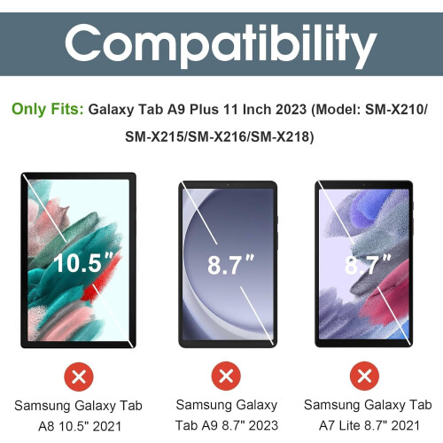 Capa inteligente para Galaxy Tab A9Plus/A9+ 5G 11 polegadas 2023SM-X210SM-X215SM-X216SM-X218, fina e rígida com suporte. 1