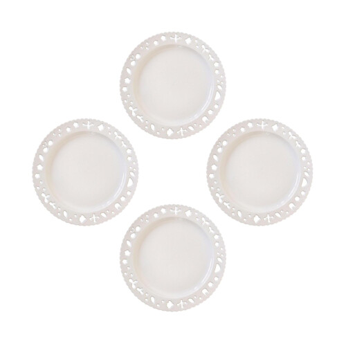 4Pcs Microwave Safe Ceramic Dessert Plates White Small Plates for Home 2