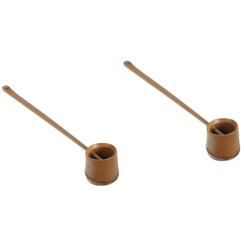 2Pcs Brown Bamboo Kitchen Ladle Tea Ceremony Water Scoop 2