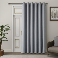 (66" x 84" (168 cm x 213 cm)- 1-Panel, Grey) 100% Blackout Linen Curtains Thermal Ring Top Ready Made Pair UK