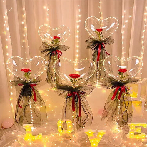 Luminous Balloon Rose Bouquet with LED Lights for