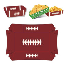 Rugby Party Food Box 12-Pack, 17x9.5x4.3cm Disposable Paper Snack Boxes, Open Boat Design, 6 Colors, Bulk Packaging