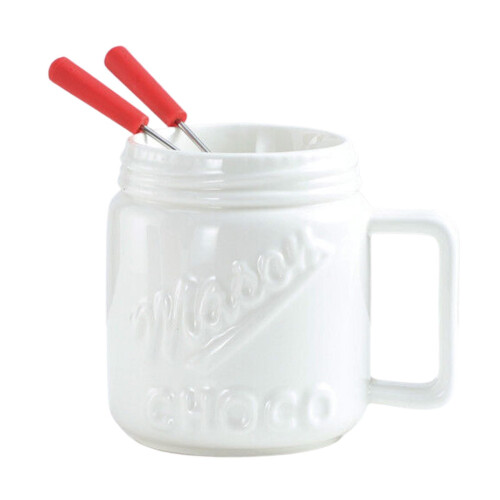 Fondue Pot Set Chocolate Cheese Candy Ceramic Mugs with