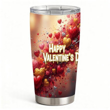 Artistic Love Hearts Splash Stainless Steel Travel Tumbler, Double-Wall Hot Cold Insulation, Valentine’s Gift Cup