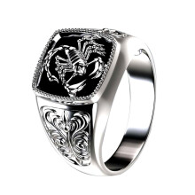Opolski Men Scorpion Engraved Alloy Wide Finger Ring Birthday Club Party Jewelry Gift