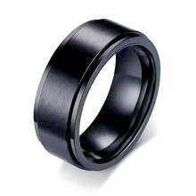 Black Brushed Titanium Steel Rotating Ring Size 9